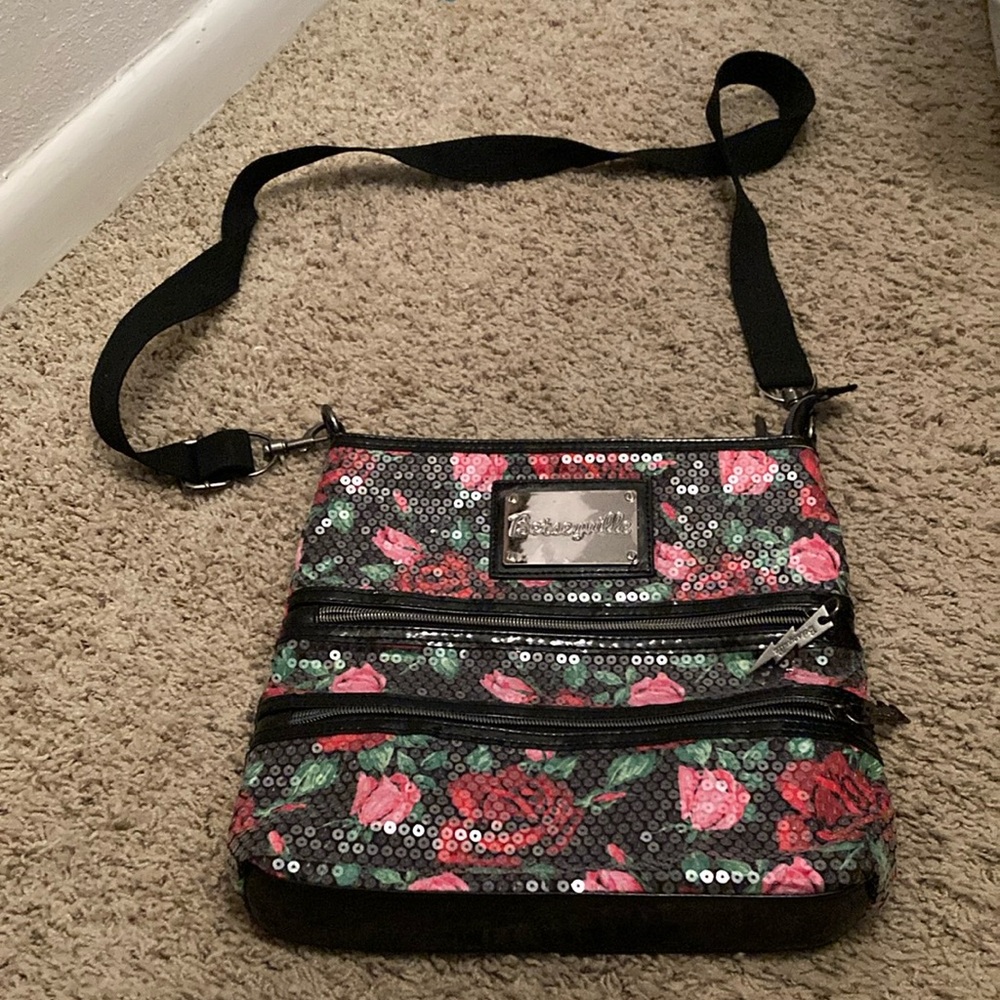 Betsey Johnson Floral Sequin Crossbody Bag